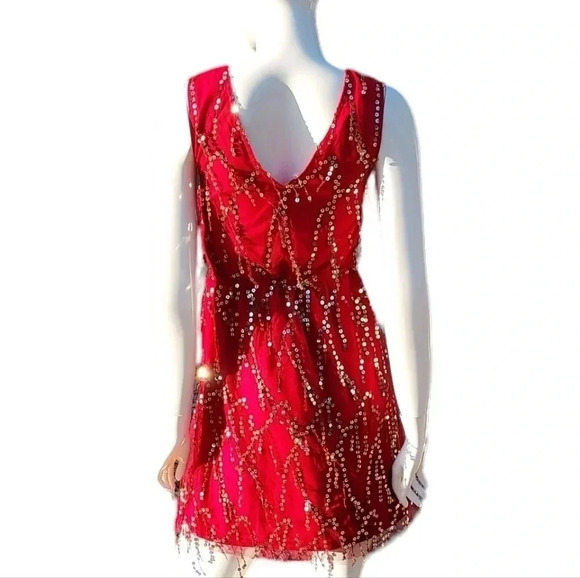 NWT SFC Southern Fried Chics Shimmy Cocktail Party Wine Gold Sequin Dress Sz XS - Picture 2 of 14